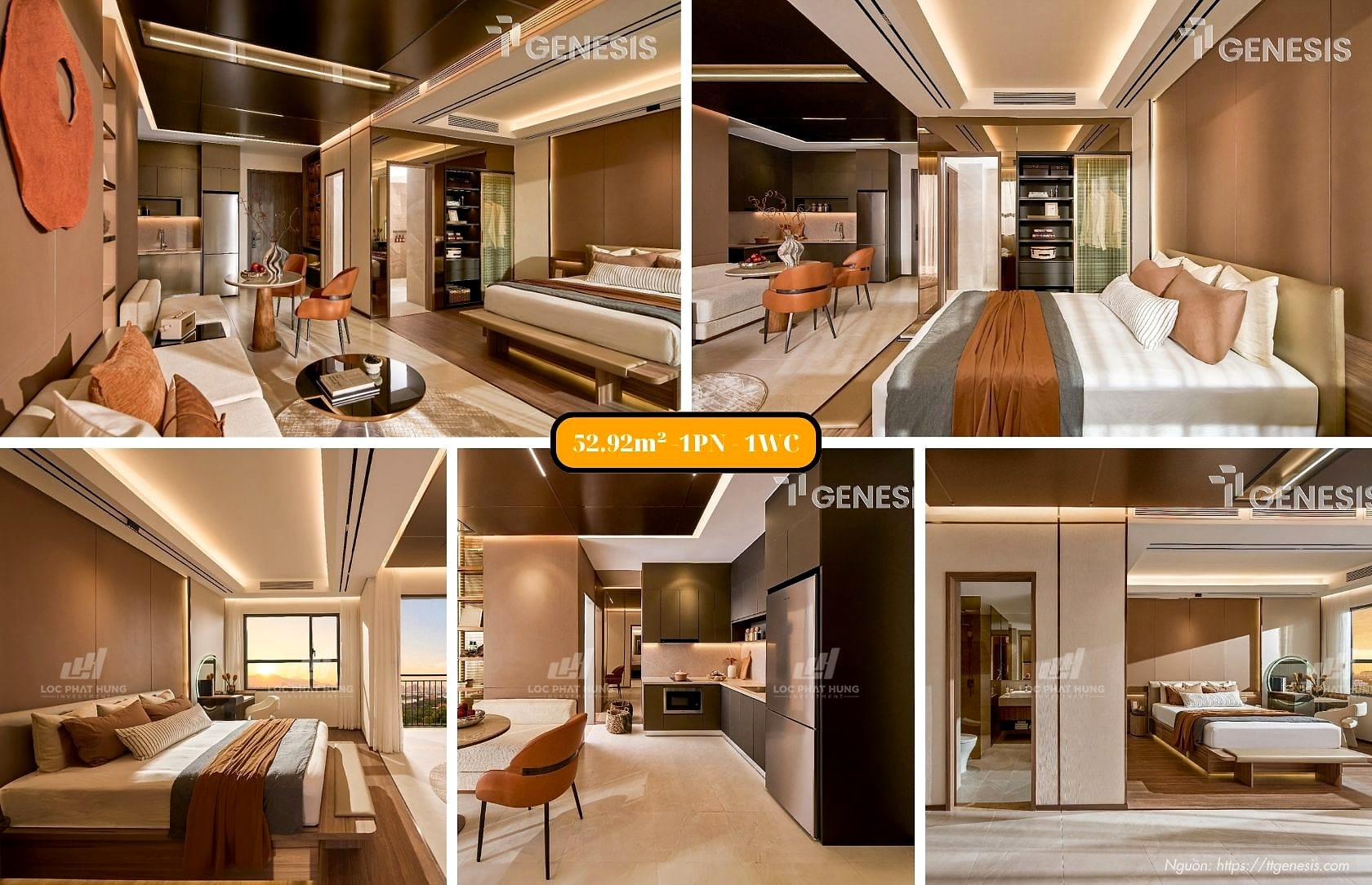 Nhà mẫu căn 1 phòng ngủ 52,92 m² tại WOW Center