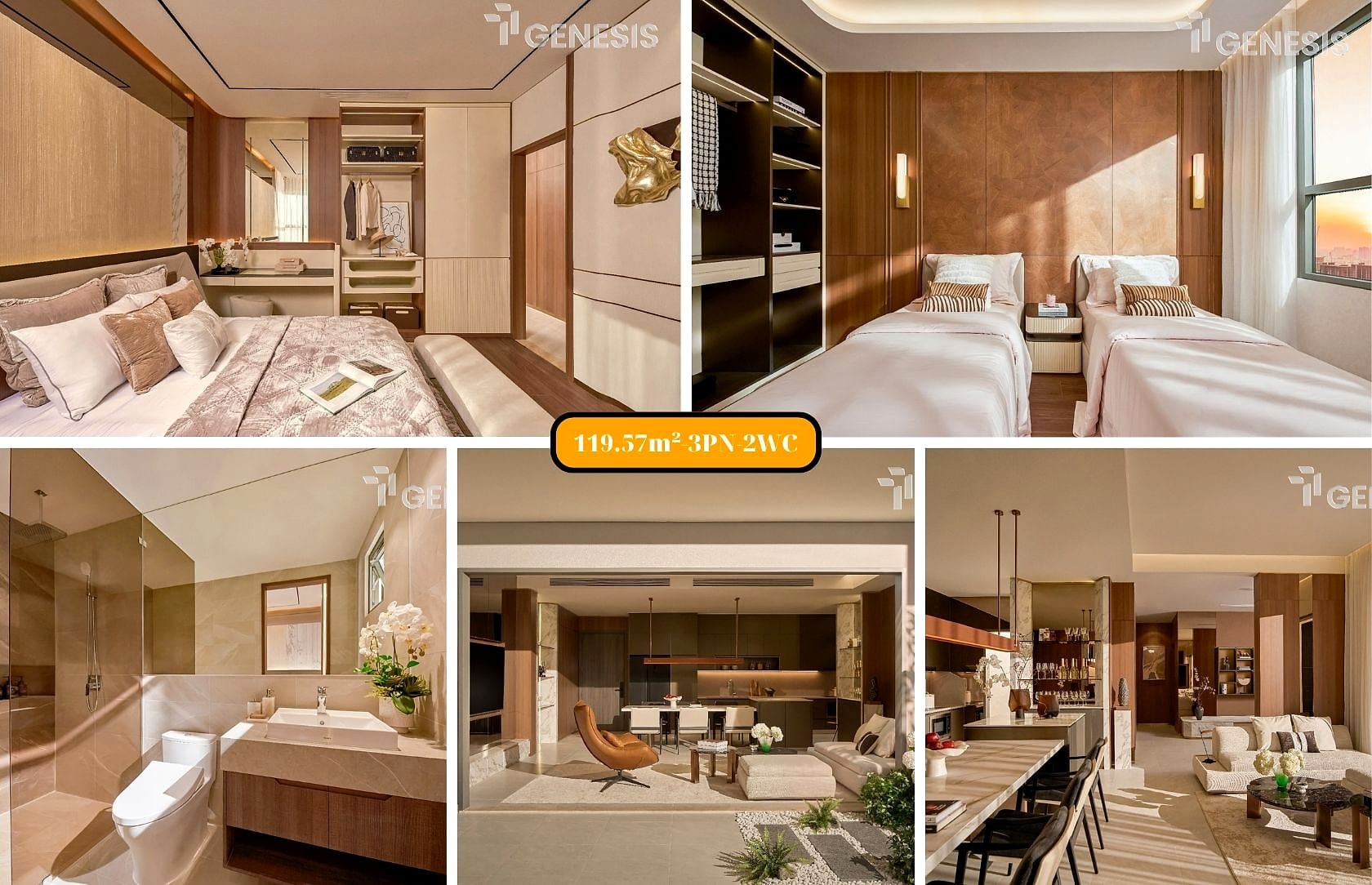 Nhà mẫu căn 3 phòng ngủ 119,57 m² tại WOW Center